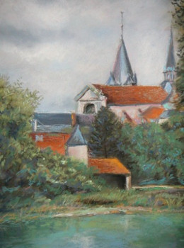 Zeitgenössisches Werk mit dem Titel « Eglise st Maclou (Bar sur Aube ) », Erstellt von PIERRE YVON