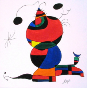 Zeitgenössisches Werk mit dem Titel « Hommage à Miro 1 », Erstellt von C.BELLINI