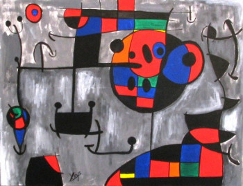 Zeitgenössisches Werk mit dem Titel « Hommage à Miro 12 », Erstellt von C.BELLINI