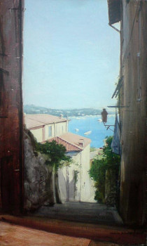 Zeitgenössisches Werk mit dem Titel « Vue d'une ruelle de Villefranche-sur-Mer », Erstellt von YARRI