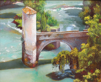 Zeitgenössisches Werk mit dem Titel « Pont médiéval », Erstellt von MARCEL DUMAS