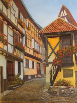 Zeitgenössisches Werk mit dem Titel « Couleurs d'Alsace (Eguisheim) », Erstellt von MARCEL DUMAS