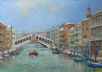 Zeitgenössisches Werk mit dem Titel « Le Rialto - Venise », Erstellt von JEAN-CLAUDE DUBOIL