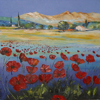 Zeitgenössisches Werk mit dem Titel « Rouges coquelicots », Erstellt von KRYSTEL