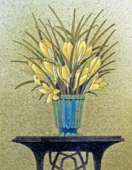 Zeitgenössisches Werk mit dem Titel « Bouquet de crocus », Erstellt von JEAN CLAUDE MAUREL