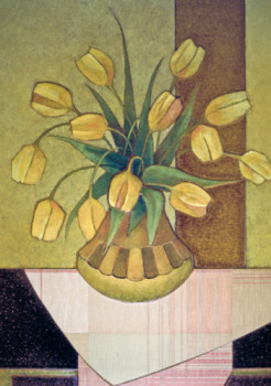 Zeitgenössisches Werk mit dem Titel « Bouquet de tulipes », Erstellt von JEAN CLAUDE MAUREL