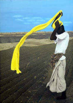 Zeitgenössisches Werk mit dem Titel « Foulard dans le désert du THAR », Erstellt von JEAN CHOUET