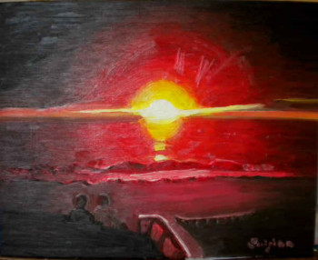 Zeitgenössisches Werk mit dem Titel « coucher de soleil Biscarosse », Erstellt von LUIGINA