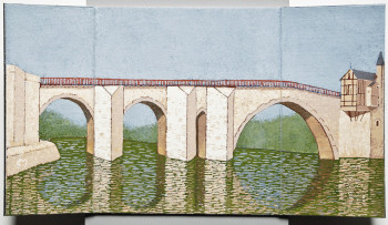 Zeitgenössisches Werk mit dem Titel « Villeneuve sur Lot Pont Vieux (ouvert) 1 », Erstellt von JEAN CLAUDE MAUREL