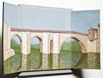 Zeitgenössisches Werk mit dem Titel « Villeneuve sur Lot Pont Vieux (ouvert) 2 », Erstellt von JEAN CLAUDE MAUREL