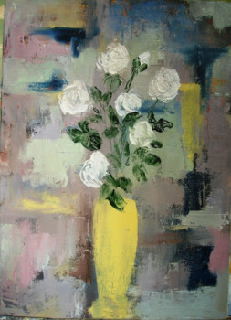 Zeitgenössisches Werk mit dem Titel « Roses blanches », Erstellt von GUILLOU