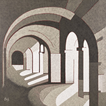 Zeitgenössisches Werk mit dem Titel « A l'ombre des arcades  », Erstellt von JEAN CLAUDE MAUREL