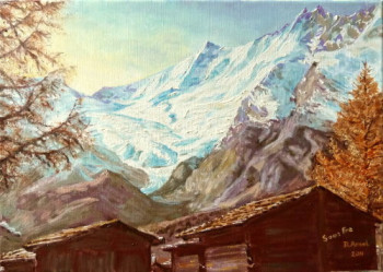 Zeitgenössisches Werk mit dem Titel « Mazots à Saas Fee », Erstellt von DARNAL