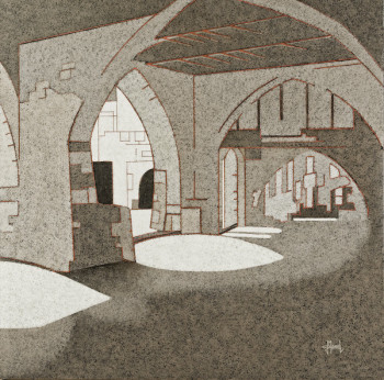 Zeitgenössisches Werk mit dem Titel « A l'ombre des arcades », Erstellt von JEAN CLAUDE MAUREL