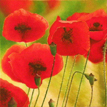 Zeitgenössisches Werk mit dem Titel « Coeurs de coquelicots », Erstellt von FRANK GODILLE