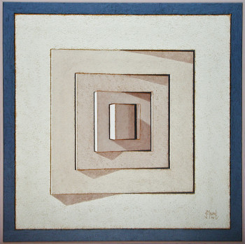 Zeitgenössisches Werk mit dem Titel « Rotation de 5 carrés concentriques 01 », Erstellt von JEAN CLAUDE MAUREL