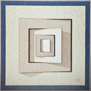 Zeitgenössisches Werk mit dem Titel « Rotation de 5 carrés concentriques 02 », Erstellt von JEAN CLAUDE MAUREL