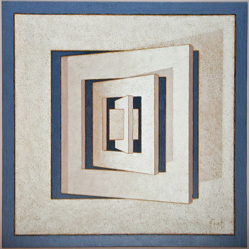 Zeitgenössisches Werk mit dem Titel « Rotation de 5 carrés concentriques 03 », Erstellt von JEAN CLAUDE MAUREL