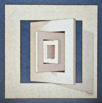 Zeitgenössisches Werk mit dem Titel « Rotation de 5 carrés concentriques 04 », Erstellt von JEAN CLAUDE MAUREL