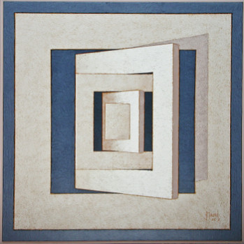 Zeitgenössisches Werk mit dem Titel « Rotation de 5 carrés concentriques 05 », Erstellt von JEAN CLAUDE MAUREL