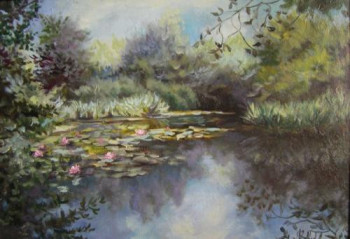 Zeitgenössisches Werk mit dem Titel « waterlilies'lake », Erstellt von FRAGAL