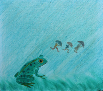 Zeitgenössisches Werk mit dem Titel « grenouille rieuse », Erstellt von SYLVIE RABATEL