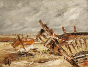 Zeitgenössisches Werk mit dem Titel « BOAT GRAVEYARD », Erstellt von PATE