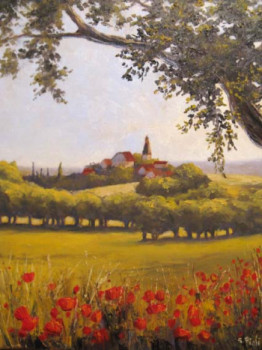 Zeitgenössisches Werk mit dem Titel « Le village des coquelicots », Erstellt von SYLVIE PIOLI