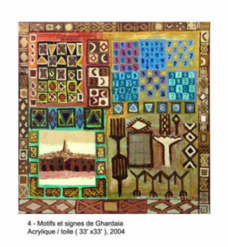 Zeitgenössisches Werk mit dem Titel « Motifs et signes de ghardaia », Erstellt von M'HAMED SACIM