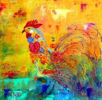 Zeitgenössisches Werk mit dem Titel « LE COQ REVEUR », Erstellt von MARIE-FRANCE BUSSET