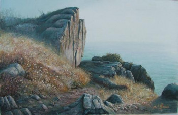 Zeitgenössisches Werk mit dem Titel « Cancale rocher sur la falaise de la pointe du grouin en bretagne », Erstellt von FABIEN GAUDIN