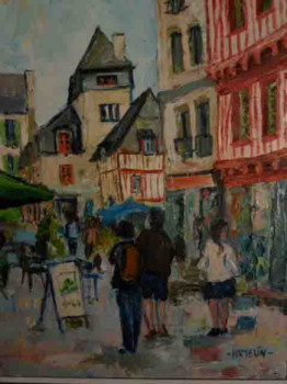 Zeitgenössisches Werk mit dem Titel « quimper la rue René Madec », Erstellt von MICHEL HAMELIN