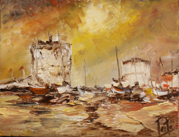 Zeitgenössisches Werk mit dem Titel « LUEUR SUR LA ROCHELLE », Erstellt von PATE