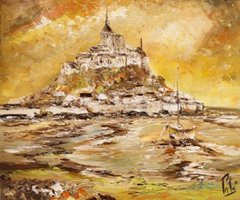 Zeitgenössisches Werk mit dem Titel « MAREE HAUTE AU MONT SAINT MICHEL », Erstellt von PATE