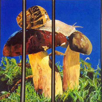 Zeitgenössisches Werk mit dem Titel « Les champignons », Erstellt von LE SINGE BLEU - PH. LUCAS