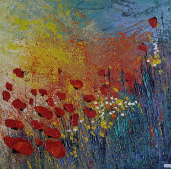 Zeitgenössisches Werk mit dem Titel « DANSE DE COQUELICOTS I », Erstellt von MIREILLE MAURY