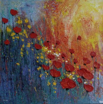 Zeitgenössisches Werk mit dem Titel « DANSE DE COQUELICOTS II », Erstellt von MIREILLE MAURY