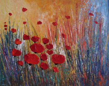 Zeitgenössisches Werk mit dem Titel « LA SAISON DES COQUELICOTS », Erstellt von MIREILLE MAURY