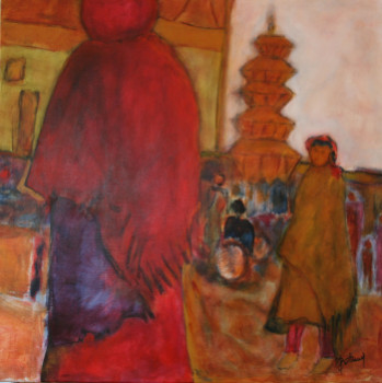 Zeitgenössisches Werk mit dem Titel « Bhaktapur », Erstellt von ALAIN BERTHAUD