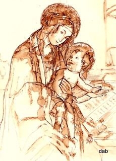 Zeitgenössisches Werk mit dem Titel « Sainte Marie et l'enfant », Erstellt von JOSé DAB