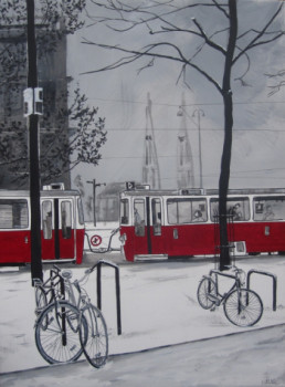 Zeitgenössisches Werk mit dem Titel « tram rouge », Erstellt von OLIVIER LAPLACE