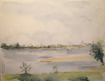 Zeitgenössisches Werk mit dem Titel « Bord de Loire », Erstellt von ALAIN RIVIER