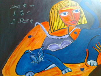 Zeitgenössisches Werk mit dem Titel « Le chat bleu », Erstellt von JENO