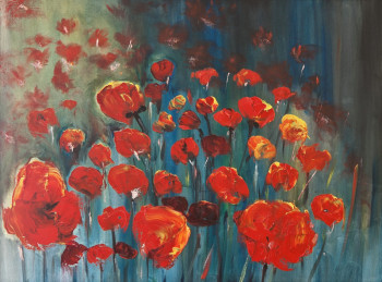 Zeitgenössisches Werk mit dem Titel « Coquelicots nocturnes », Erstellt von FRAMBOISE