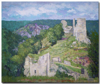 Zeitgenössisches Werk mit dem Titel « "Les ruines de Crozant vues de Chopeline" », Erstellt von AGNèS DORTU