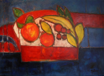 Zeitgenössisches Werk mit dem Titel « Corbeille de fruits », Erstellt von ALAIN BERTHAUD