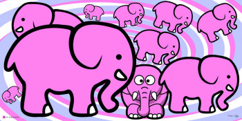 Zeitgenössisches Werk mit dem Titel « Pink elephants », Erstellt von EARL BRAIN