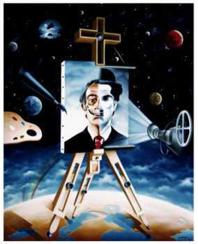 Zeitgenössisches Werk mit dem Titel « Hommage universel "Chaplin et Dali" », Erstellt von ANDRé JEANNIN