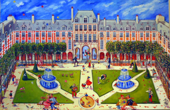 Zeitgenössisches Werk mit dem Titel « L'automne Place des Vosges », Erstellt von BOSC