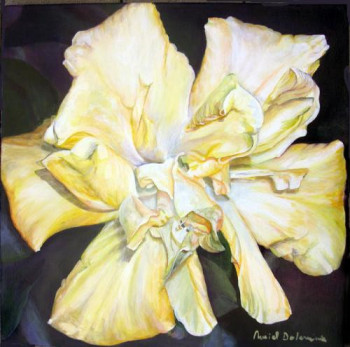 Zeitgenössisches Werk mit dem Titel « Hibiscus jaune », Erstellt von MURIEL DOLEMIEUX